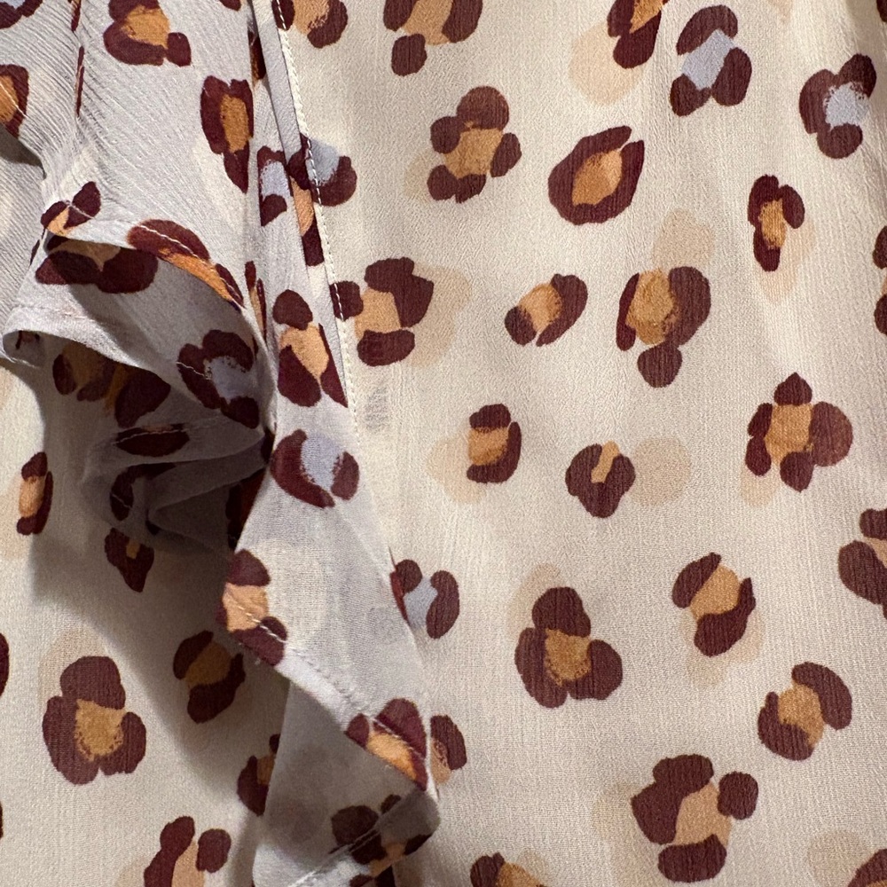 Ann Taylor Cream and Brown Leopard Patterned Blouse - Picture 3 of 9